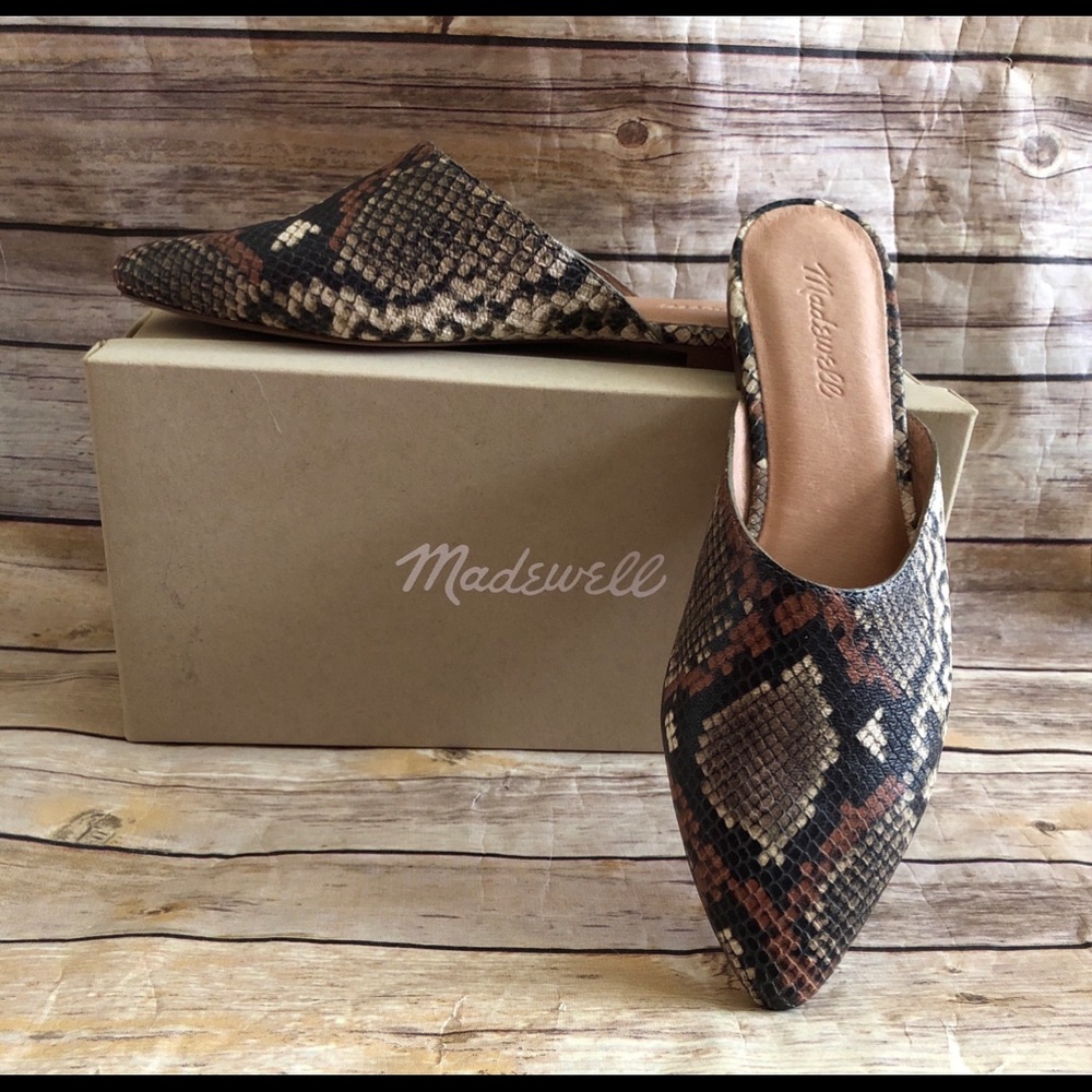 NEW Madewell Remi Mule Snakeskin Slides 9